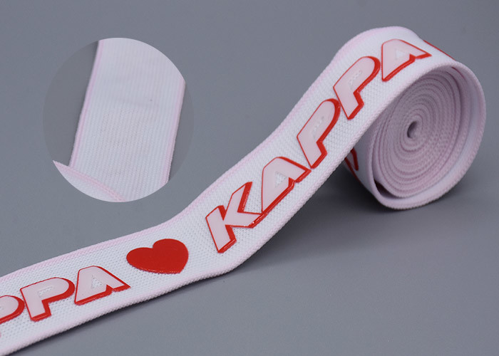 Screen Printed Silicone Logo Custom Polyester Ribbon For Apparel