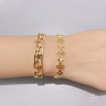 Ring Style Hollow Gold Flower Bracelet 304 316 316L Stainless Steel Adjustable