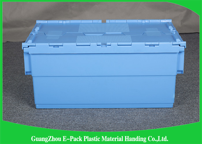 Foldable Large Distribution Plastic Attached Lid Containers Environmental Protection Blue
