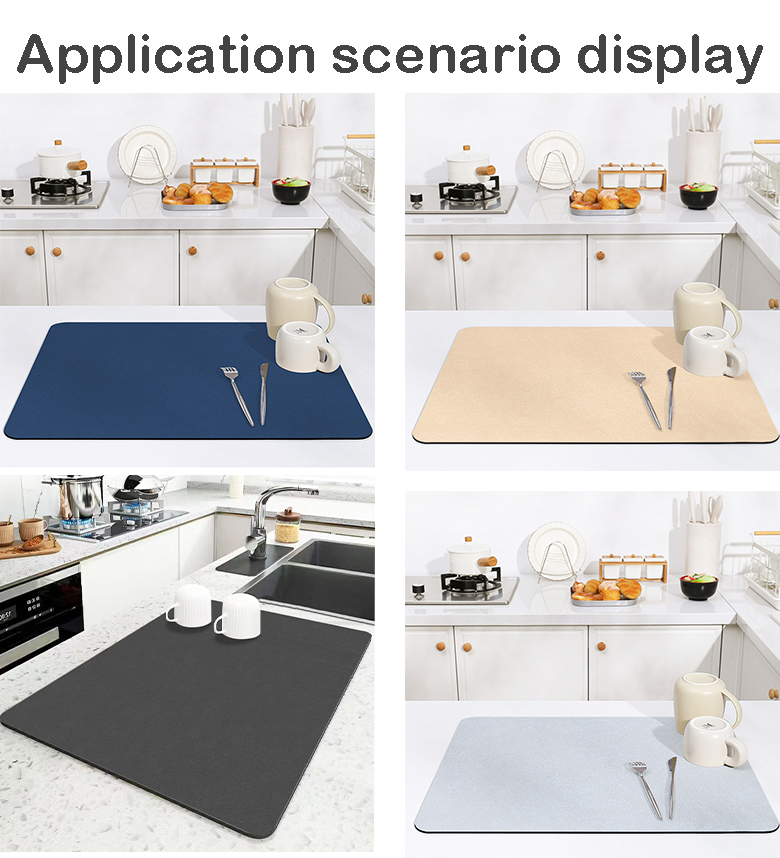 OEM Service Super Water Absorbent Anti-Skid Drain Mat for Fast-Drying Kitchen Dishes