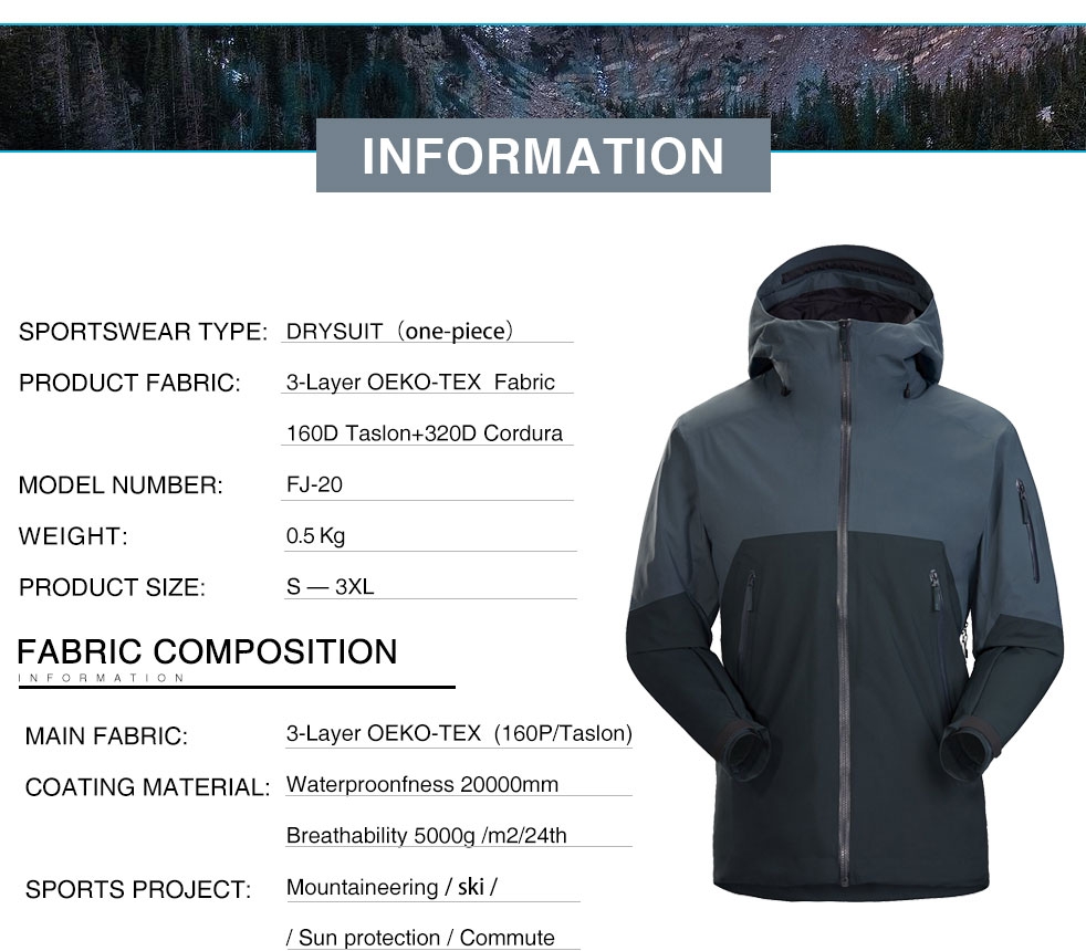 Waterproof Outer Wear Apparel Mountain Sports Hiking Jacket With Full Pockets