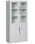 Glass & Steel 4 Doors Filing Cabinet Office Steel Book Cupboard KD Structure