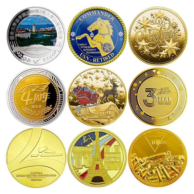 Commemorative Souvenir Gold Silver Brass Coin Customize 3D Metal Challenge Coin