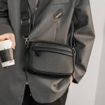 Black Microfiber Cell Phone Cross-body Pouch Male Side Sling Cross Bag Men