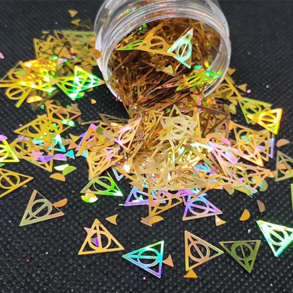 OEM Holographic Gold and Silver Glitter with Red Blue Green Triangles Other