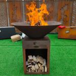 Removable Ash Catcher Corten Steel BBQ Grill Fuel Wood/Charcoal Rusted Corten