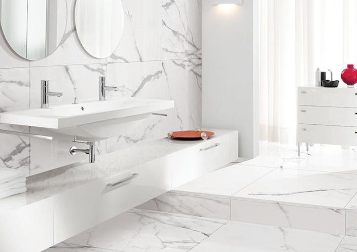 Big Size Carrara Marble Look Ceramic Tile 300*1200 Mm Accurate Dimensions