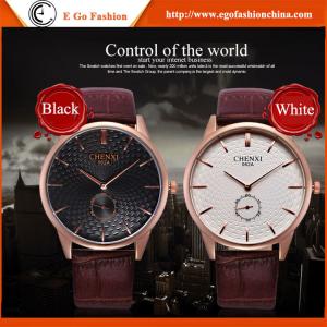 Wholesale 062A Rose Gold Watch Working Subdial Leather Watch Quartz Analog Watches Unisex Men Watch from china suppliers