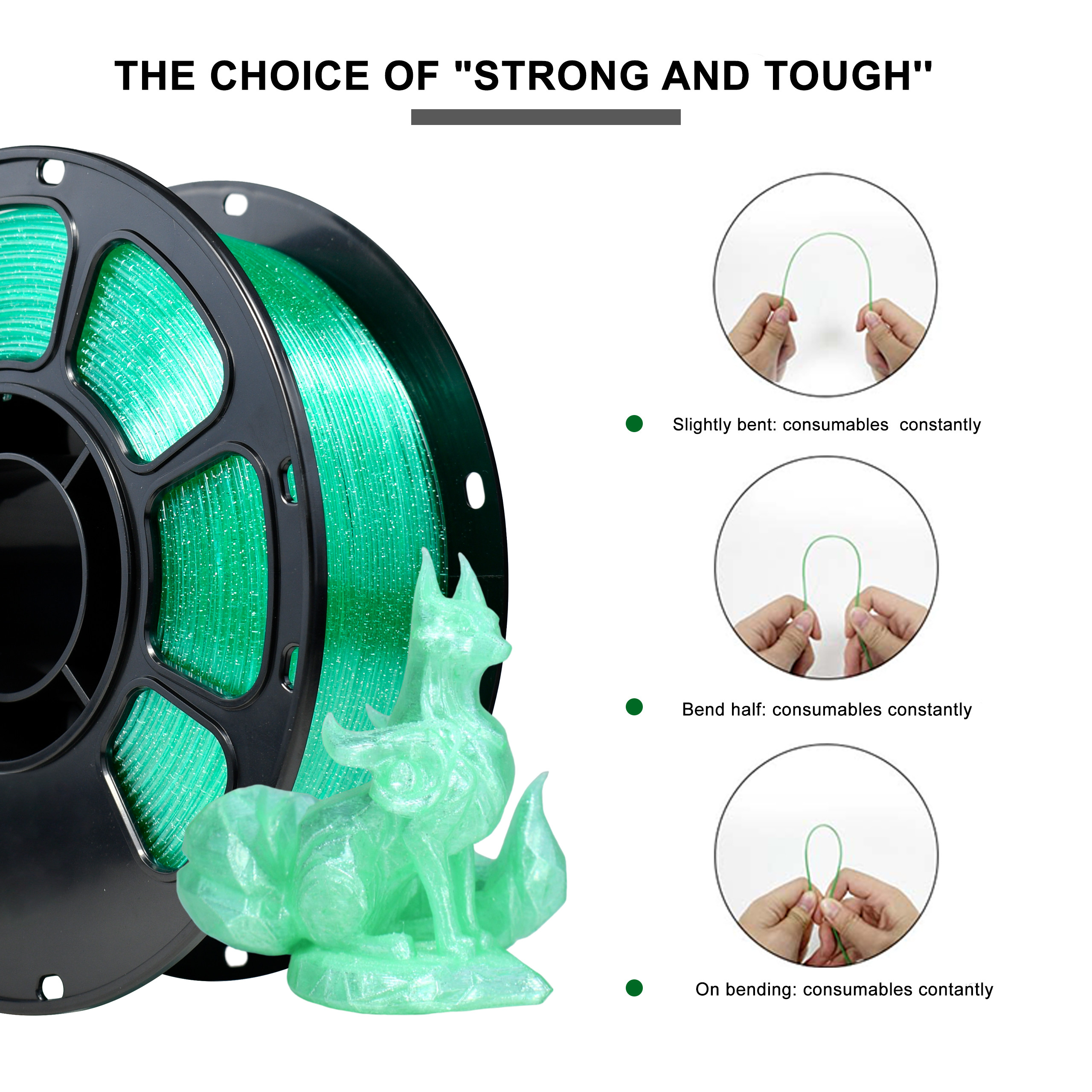 PETG Filament Flash Point Mint Green Strong PETG 3D Printer Filament，1.75mm Dimensional Accuracy +/- 0.02mm