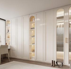Wholesale Modern Luxury French White Clothes Wardrobes With Dressing Table Custom Bedroom Wooden Wardrobes With Mirror from china suppliers