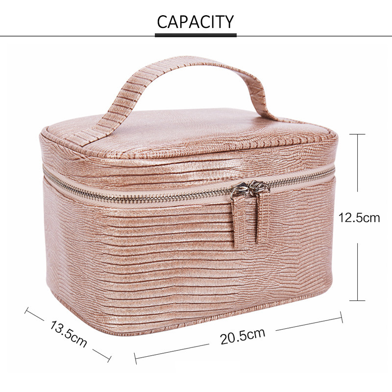 Custom Fashion Large Capacity Waterproof Women Tote Cosmetic Bag Double Zipper