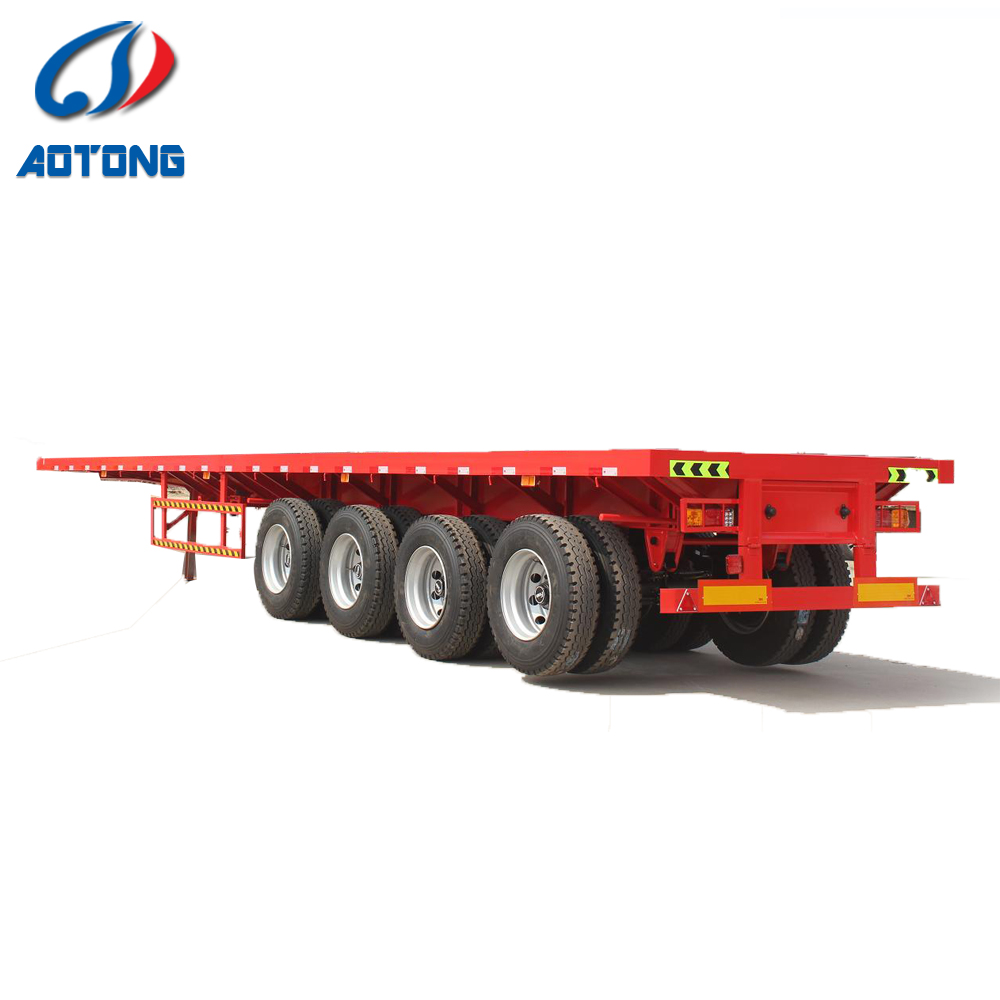 Container Twist Locks Flatbed Semi Trailer with 160mm Cross Beam and 12R22.5 Tires