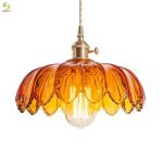 E27 Flower Shape Modern Glass Pendant Lights Red Orange Blue Green