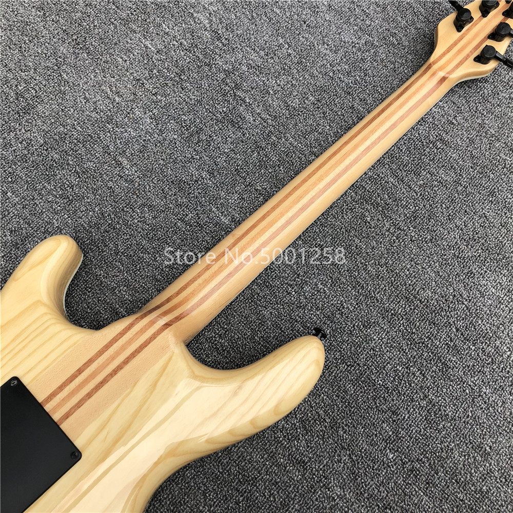 Light blue Quilted Flame Maple Mayones Electric Guitar,2019 New S logo Neck through body 6 Strings Guitar