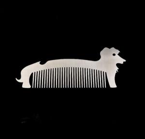 Wholesale Custom cool innovative men gift, engrave logo stainless steel dog shape blank beard comb bottle opener from china suppliers