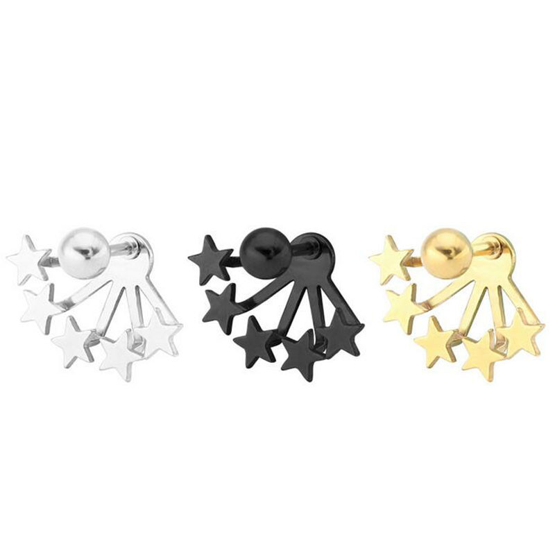Fashion Gold Silver Black Fancy Stainless Steel Stud Earrings