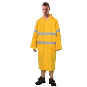 Wholesale 22KG N.W. PVC/ Polyester Rain Gear Hood with High Visible Reflective Safety Rain Coat from china suppliers