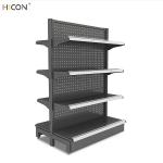 Simple Side 5-Layer Black Metal Mush Gondola Shop Shelving