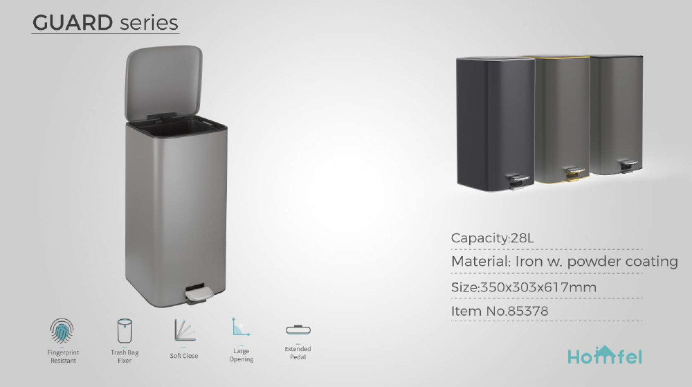Silver Stainless Steel Pedal Step Open Garbage Can For Household Office