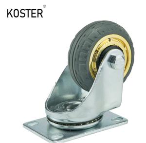 Wholesale 103mm/128mm/155mm Industry Duty Golden Free Wheel Rubber Plastic Trolley Dustbin Casters from china suppliers
