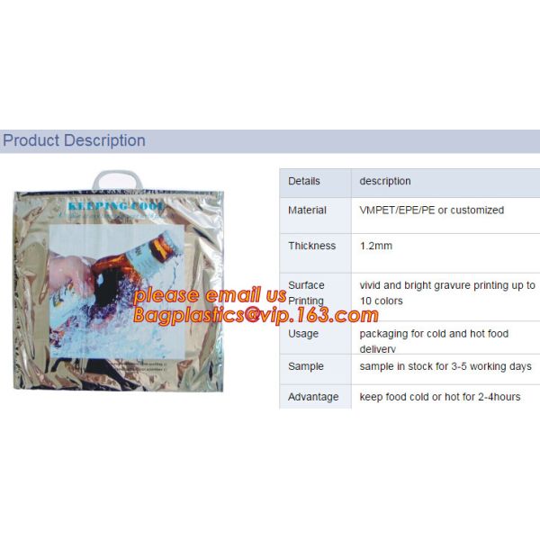 Outdoor square aluminum foil food thermal freezer cooler lunch insulation bag,Foil Cooler Bag Thermal Bag for Fruit Choc