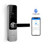 Combination Zinc Alloy Fingerprint Door Handle Lock Single Chip Control Motor