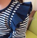 2016 Fashion Girl Colorful Kid's Dress long sleeve Blue and White Stripe Dancing