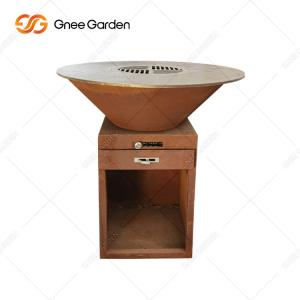 Wholesale Outdoor Kitchen Corten Steel BBQ Fire Pit Grill Rusty Colour Cooking Vegetables from china suppliers
