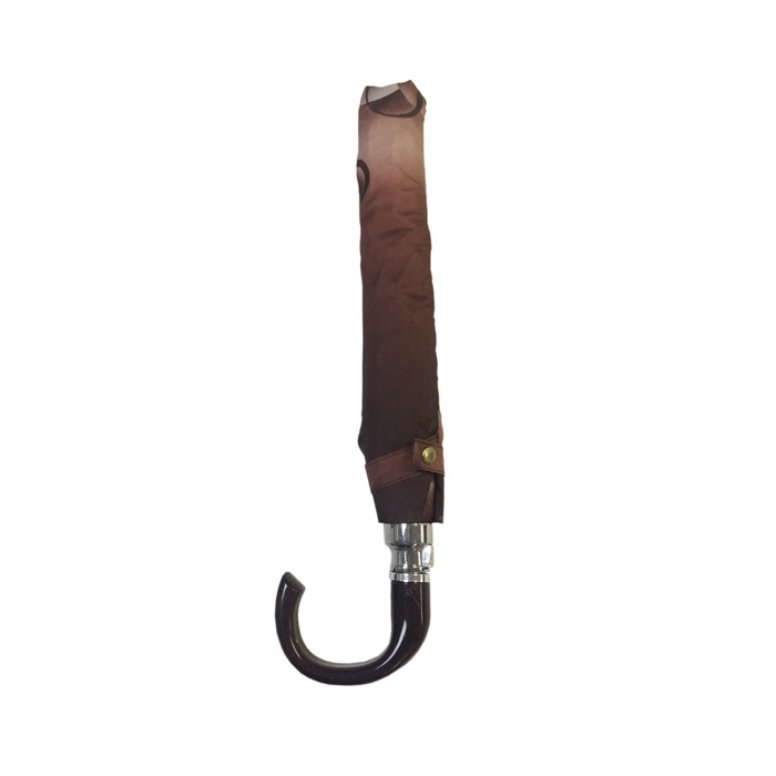 21" Auto Open Manual Close J Shape Handle 2 Fold Umbrella