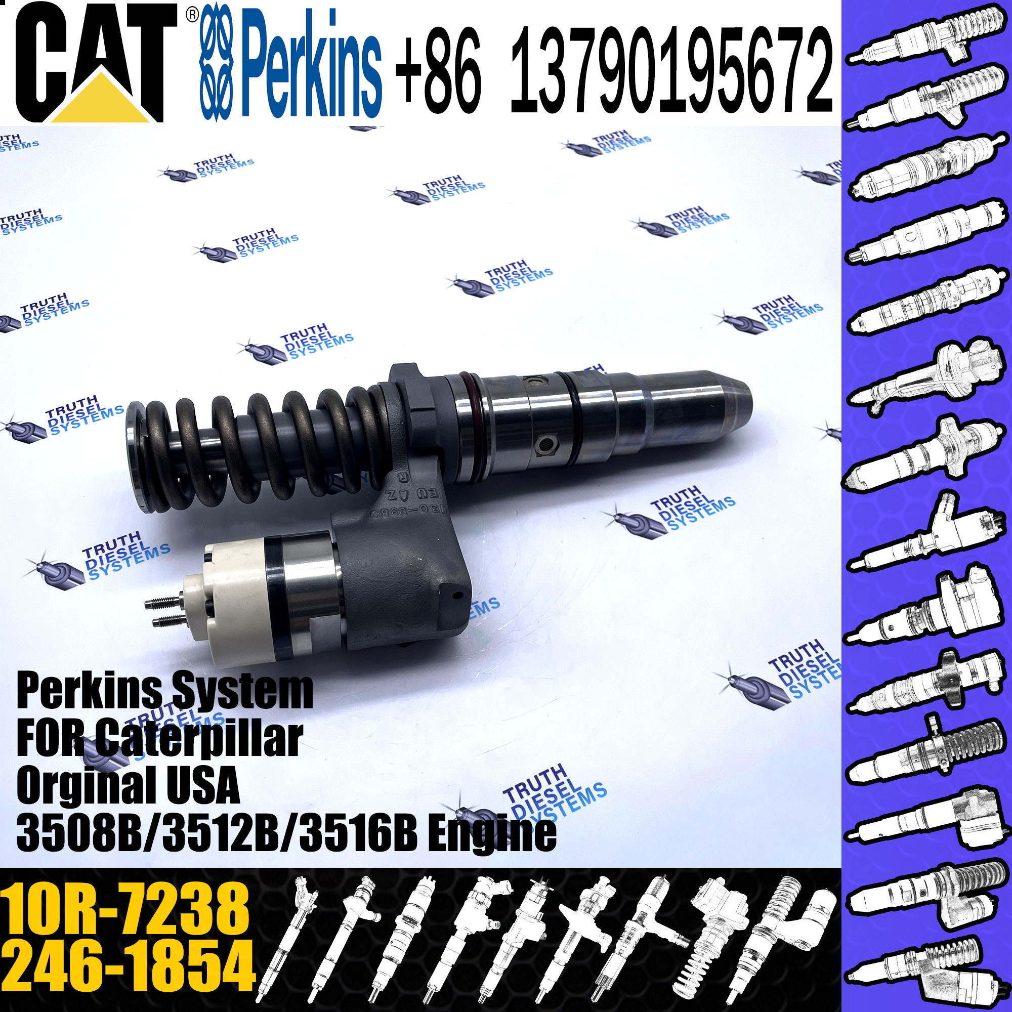 High Pressure Engine Common Rail Fuel Injector 246-1854 2461854 10R-7238 For CAT 3508C 3512C