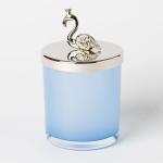 Empty 430ml Color Glass Candle Holder 15oz Blue Candle Jars With Lids