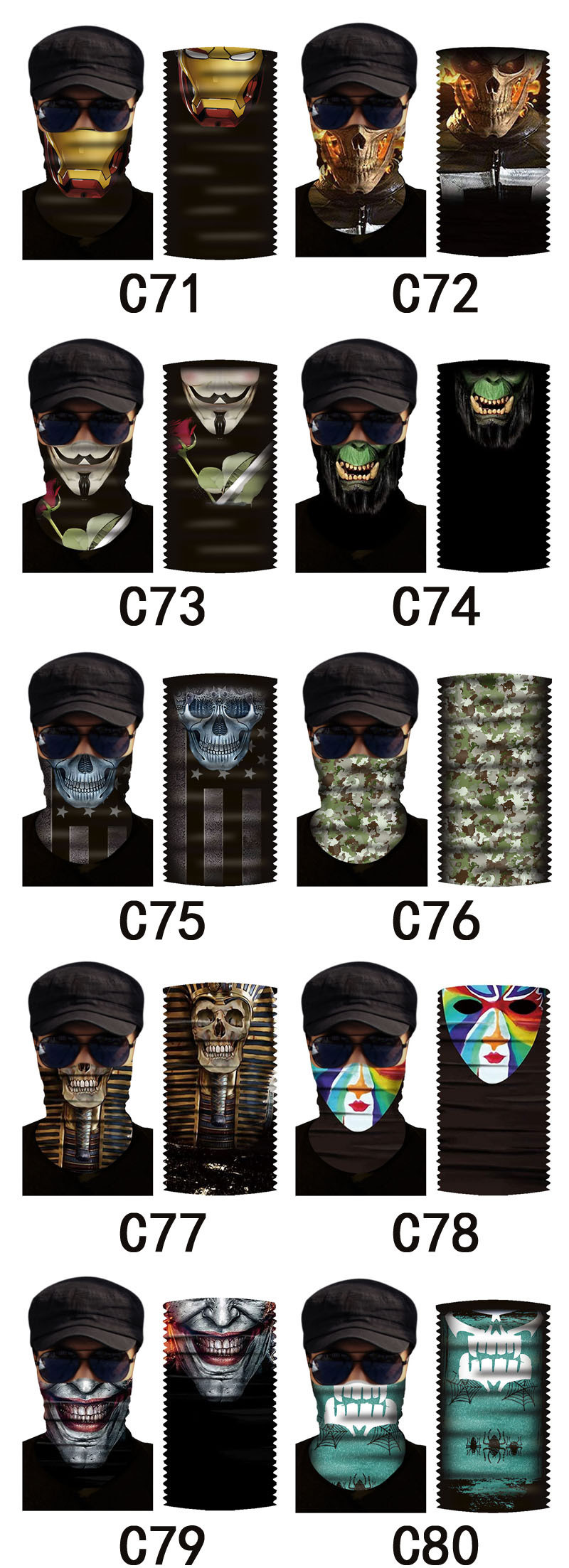 Cotton Men Party Face Mask 3D Animal Hair Tube Scarf
