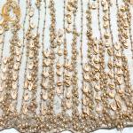 Wedding Dress 3D Flower Embroidery Lace Fabric With Heavy Beads