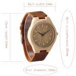 Genuine Leather Band Bamboo Wooden Watch Simple Design With Japan Quartz