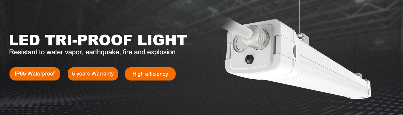IP65 Aluminum 120 Degree Beam LED Tri-proof Light Fixture For Warehouse Lighting