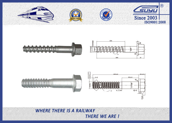 Ss8 Fe6 24Ø X 165mm Railway Sleeper Screws Spike With Retained Double Helical Washer