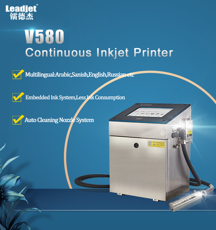 V580 Industrial CIJ 32 Dots 280m/min Date Batch Number Coding Machine Chips System with QR Code