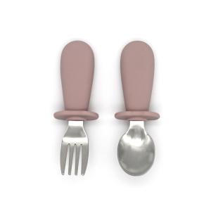 Wholesale 316 Stainless Steel Baby Silicone Fork And Spoon Set 4.33 Inch Height 1.42 Inch Width from china suppliers