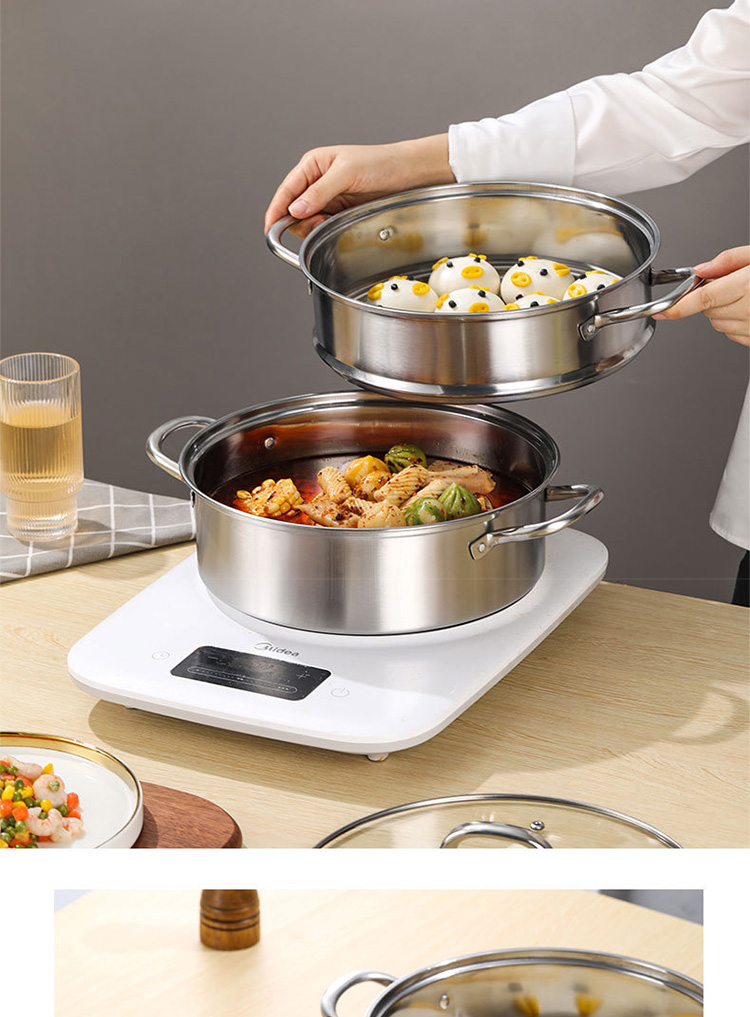 Factory 28 CM Steamer Pot Stainless Steel Dumplings Seafood Rice Cooking Food Steamer Pot For Sale