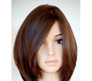Wholesale Brown Natural Human Hair Wigs With Bangs , Short Curly Human Hair Wigs from china suppliers