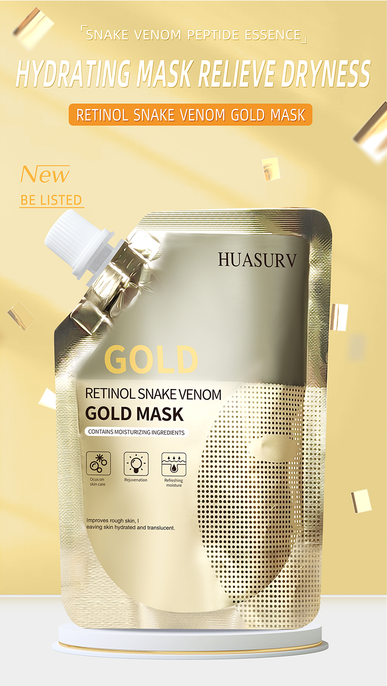 Private Label 24k Gold Retinol Snake Venom Anti Aging Hydrating Peel Off Face Masked Beauty Gold Facial Mask Skincare Skin Care