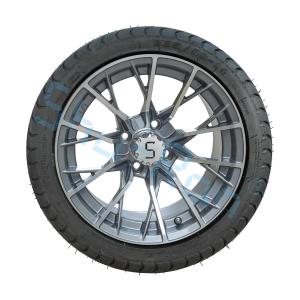 Wholesale Golf Cart Machined Gunmetal 14 inch Rims with Street Tire, Alloy Wheel and Tire Combo for Golf Car from china suppliers