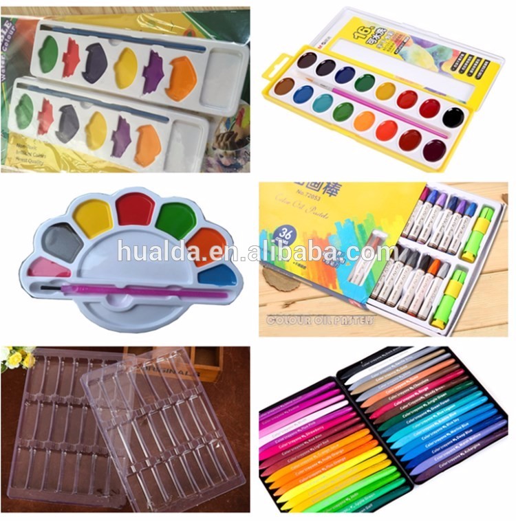 Machine to make disposable plastic transparent wax crayon pen packaging insert tray box