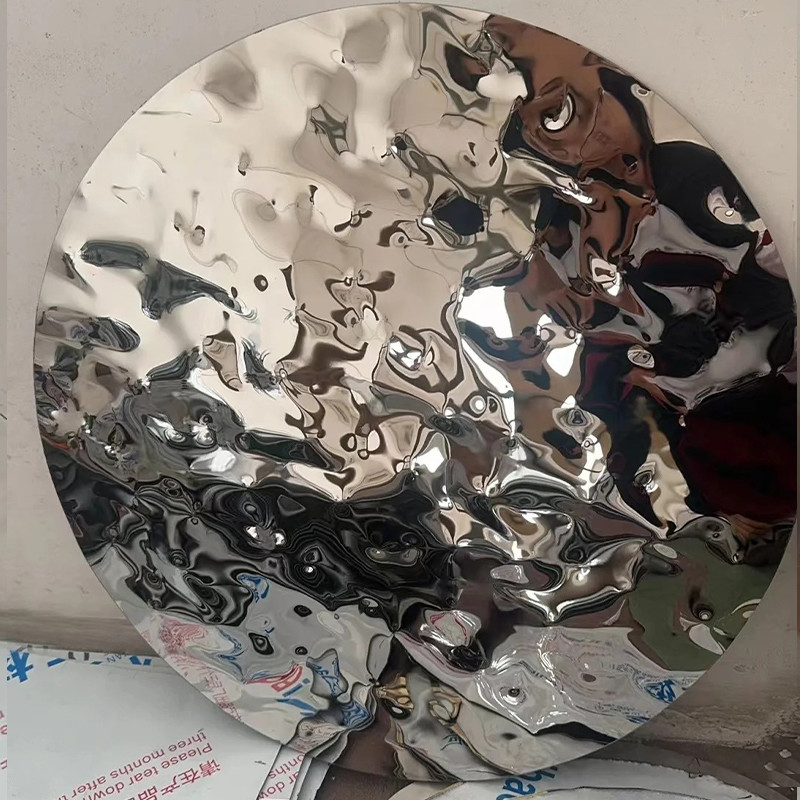 Custom Cutting Size Water Ripple Effect Stainless Steel Circular Ceiling Panels Decoration
