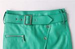 Green PU Leather Mini Women's Skirts Clothing 100% Polyester