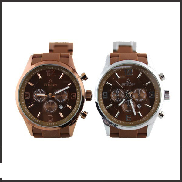 Alloy And Brown Silicon Band Multifunction Wrist Watch With Most Features