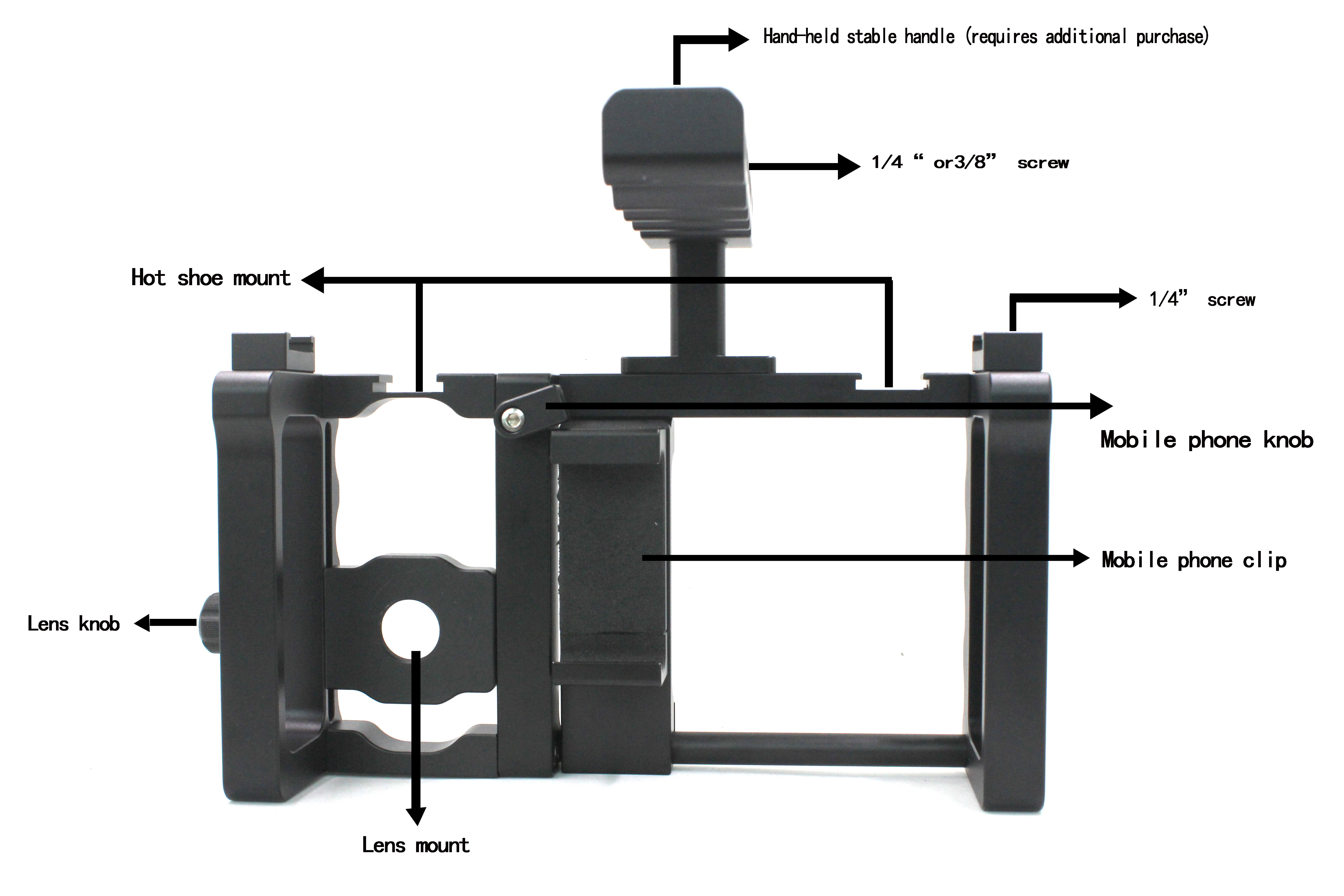 Professional Shooting Camera Lens Attachment , Aluminum Dslr Camera Cage Kit