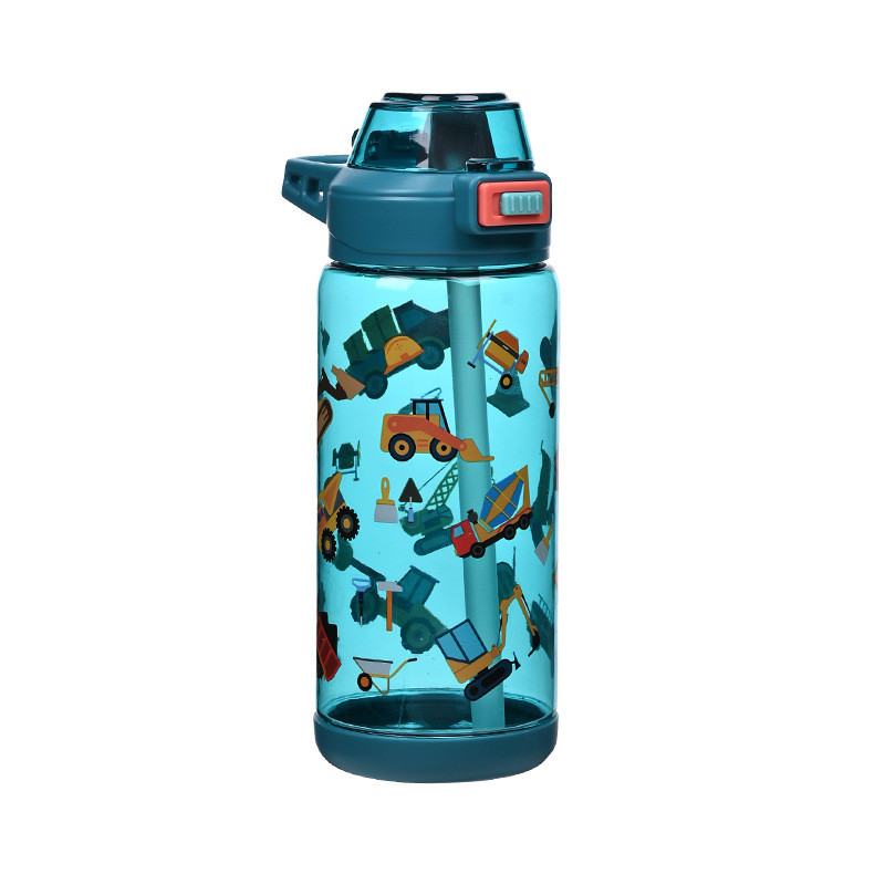 Cartoon Theme 600ML Plastic Straw Cups For Serving Cold Drinks