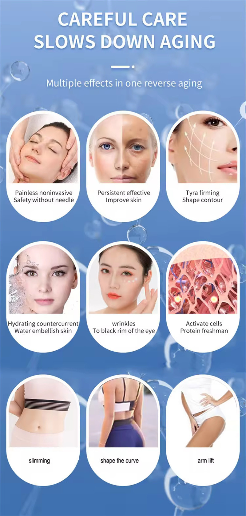 Dual Handles 7D Hifu 2 in 1 Eyes Lifting Skin Anti Aging 7D Slimming Machine