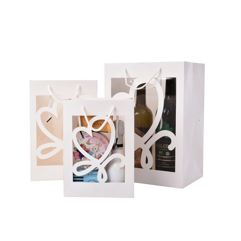 Custom Creative Colorful Paper handle Gift Bag Packaging With Transparent Window